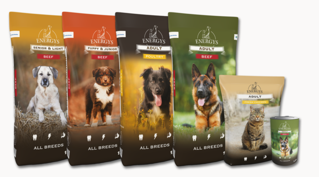 přehled sortimentu pro psy a kočky značky Energys PetFood